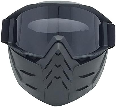 Motorcycle Face Mask with Detachable Goggles and Mouth Filter Retro Windproof Goggles Vintage Helmets for Motocross Outdoor (Gray)