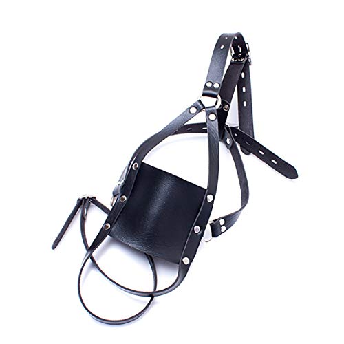 Leather Mask Restraint Y Shape Head Harness Belt Lockable Gag Adjustable Headgear Adult SM Bondage Mouth Gag Mask Fetish Toy Black