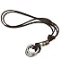 FIBO STEEL 4 Pcs Alloy Vintage Pendant Necklace for Men Women Leather Chain Adjustable,Brown