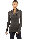 PattyBoutik Women's Cowl Neck Raglan Long Sleeve Zip Sweater