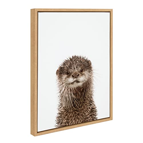 Kate and Laurel Sylvie Animal Studio Otter Framed Canvas Wall Art by Amy Peters…