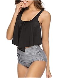 Conjunto de bikini de dos piezas de cintura alta para dama, traje de baño floral inferior