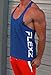 Flexz t back Singlet | Tank Top, Stringer, Mens Vest Bodybuilding, YBack Racerback DBZ Blue/White X-Large