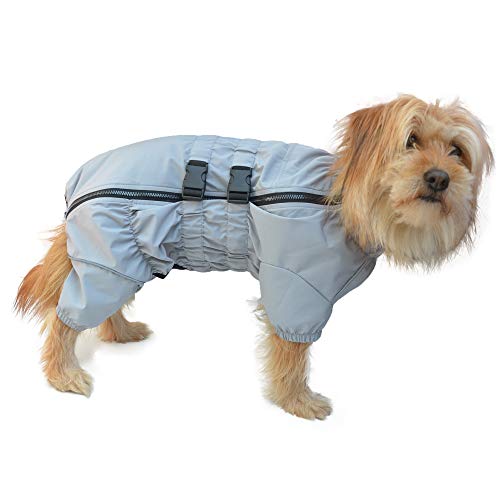 Dogs Waterproof Jacket, Lightweight Waterproof Jacket Reflective Safety Dog Raincoat Windproof Snow-proof Dog Vest for Small Medium Large Dogs Gray XS