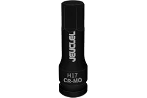 JEUCLEL 17mm Hex Impact Bit Socket, H17 1/2-Inch Impact Drive Allen Socket, Cr-Mo Steel Lengthen Hex Screwdriver Adapter for Electric Ratchet Wrenches Fastening Screws