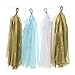 Ling's moment 18 PCS Tassel Banner, Pack of 2, Tissue Paper Tassel Pompoms for Party Wedding Backdrop Baby Shower Nursery Christmas Birthday, DIY Kits - (Matte Gold + White + Blue)