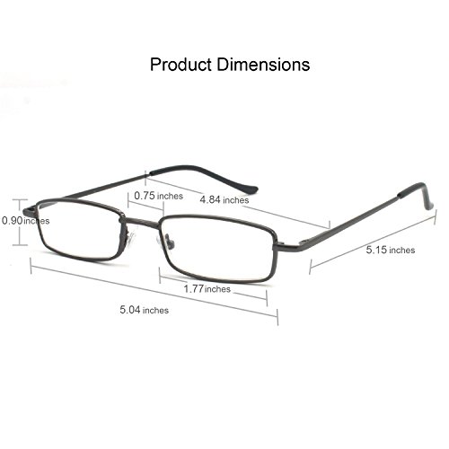 3 Pack Eye-Zoom Ultra Slim Compact Lightweight Tube Reading Glasses with Portable Clip Aluminum Case, Black, Gold and Gunmetal, Strength +1.50