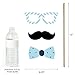Big Dot of Happiness Hello Little One - Blue and Silver Boy Baby Shower Photo Booth Props Kit 20 Count