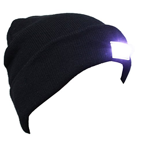 EZGO 5 LED Hands Free Unisex Lighted Beanie Power Stocking Cap/Hat, Perfect Hands Free Flashlight for Hunting, Camping, Grilling, on/off Switch Hidden in the Cap, Black - Thumbnail 3