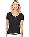 Hanes Women`s Short-Sleeve Shirred V-Neck Tee