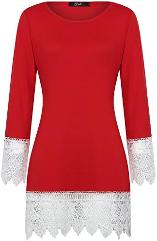 Creti Womens Fashion Casual Lace Long Sleeve Tunic Dress T Shirt Dress