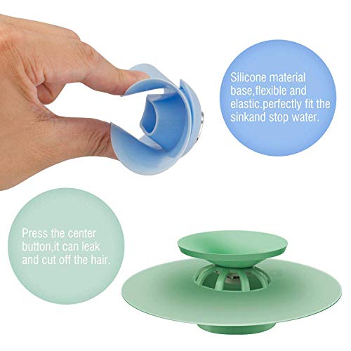 MOLICUI Drain Stopper,Trap Hair Catcher Bathtub 2-in-1 Silicone Drain Tub Stopper, Strainers for Floor, Kitchen, Laundry, and Bathroom 5 Pack