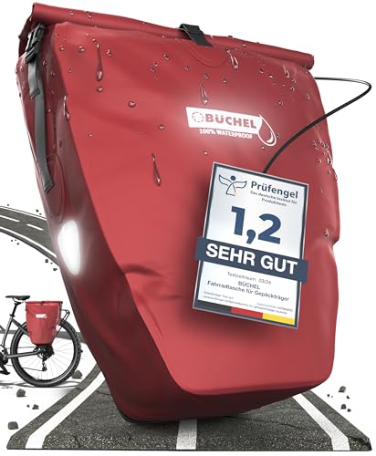 Büchel Fahrradtasche für Gepäckträger I 25.4 L - 100% Wasserdicht I mit Tragegriff und Schultergurt I fahrradtasche gepäckträger, gepäckträgertasche,