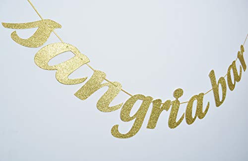 Sangria Bar Glitter Gold Banner, Bride Tribe, Engagement,Bachelorette Party, Wedding Decor (Gold) - Thumbnail 2