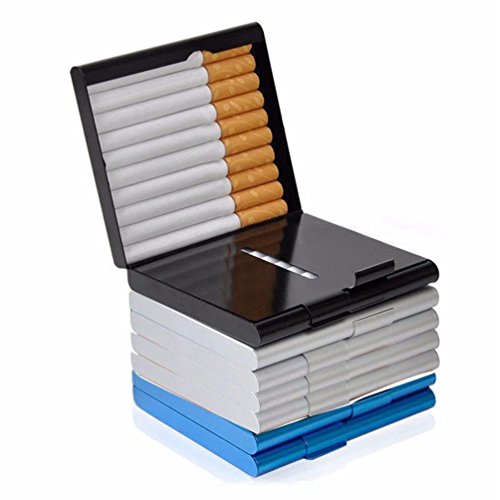 Gooday Alloy 20 Cigarettes Box Storage Case Box Tobacco Cigar Container Holder (Black)