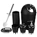 Black Bathroom Accessories Set Bath Toilet Brush Accessories Set with Trash Can,Toothbrush Holder and Soap Dispenser Set,Soap and Lotion Set,Tumbler Cup,Soap Dish,Toilet Brush Set-6 Pcs