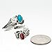 Turquoise Skies TSKIES Sterling Silver Natural Turquoise and Red Coral Adjustable Ring