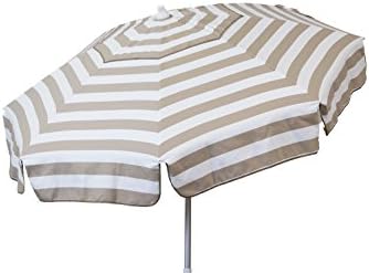 DestinationGear 1397 Italian Beach Umbrella Acrylic Stripes Khaki and White
