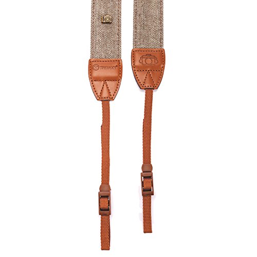TARION-Camera-Shoulder-Neck-Strap-Vintage-Belt-for-All-DSLR-Camera-Nikon-Canon-Sony-Pentax-Classic-White-and-Brown-Weave