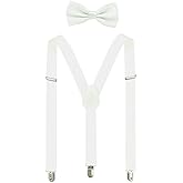 Suspenders For Men,Women Adjustable Suspends Bow Tie Set Solid Color Y Shape with Strong Clips Adjustable Braces