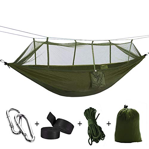 Yeeco Double Camping Hammock, Portable Lightweight Nylon Parachute Hammock- Army Green