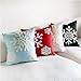 Hupplle Canvas Cotton Embroidery Throw Covers Christmas Snow Square Throw Pillow Covers Blue