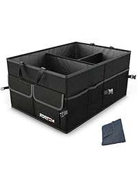 Organizador para maletero de coche FORTEM para SUV camión de coche de almacenamiento plegable y duradero, con tiras inferiores antideslizantes para evitar que se deslice. Funda de nailon delgada y plegable
