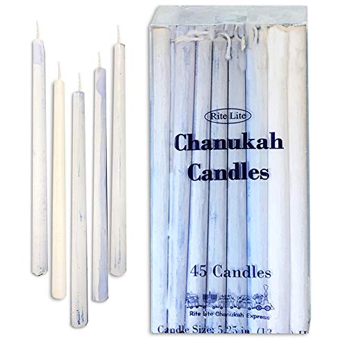 image for Rite -Lite Judaica Chanukah Candles Set - 45 Deluxe Frosted Blue and W