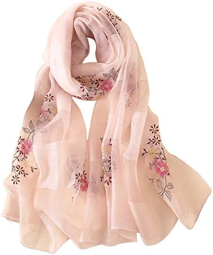 Alysee Women Charming Silk&Wool Mixed Gradient Embroidered Scarf Headwrap Shawl