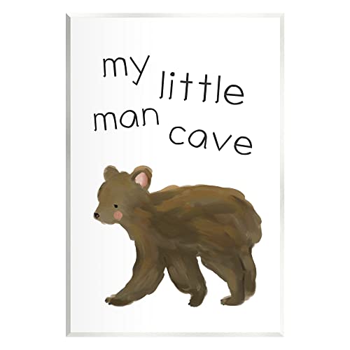 Stupell Industries My Little Man Cave Bear Wood Wall Art, Design by Leah Straat…