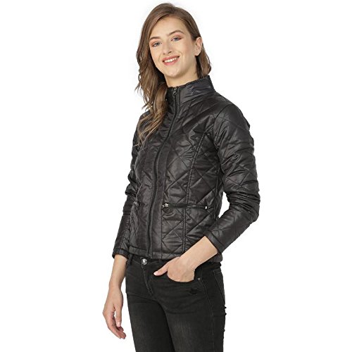 campus sutra full sleeve solid women quilted jacket black