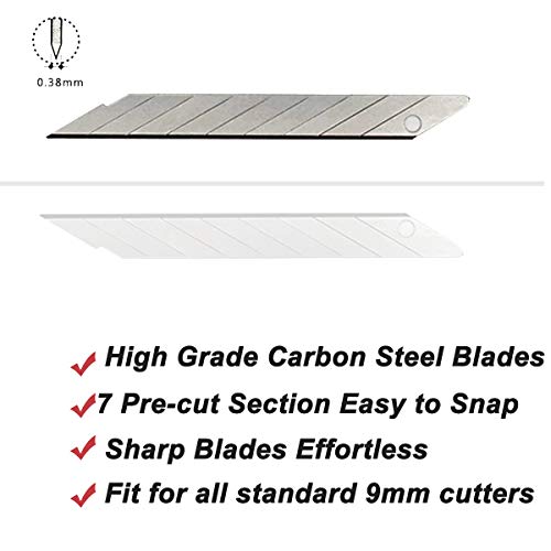 image for WEKOIL 60 Pcs Snap off 9mm Utility Knife Blades Sharp 30 Degree Blades