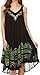 Sakkas 16605 - Gasha Sleeveless Mid Length Caftan Dress With Embroidery Details And V Neck - Black/Green - OS