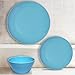 Melange 12-Piece  Melamine Dinnerware Set (Solids Collection ) | Shatter-Proof and Chip-Resistant Melamine Plates and Bowls | Color: Blue | Dinner Plate, Salad Plate & Soup Bowl (4 Each)