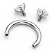 Jovivi 2pcs 16g Surgical Steel Clear Cubic Zircon Nose Daith Lip Eyebrow Nipple Ear Cartilage Helix 5/16