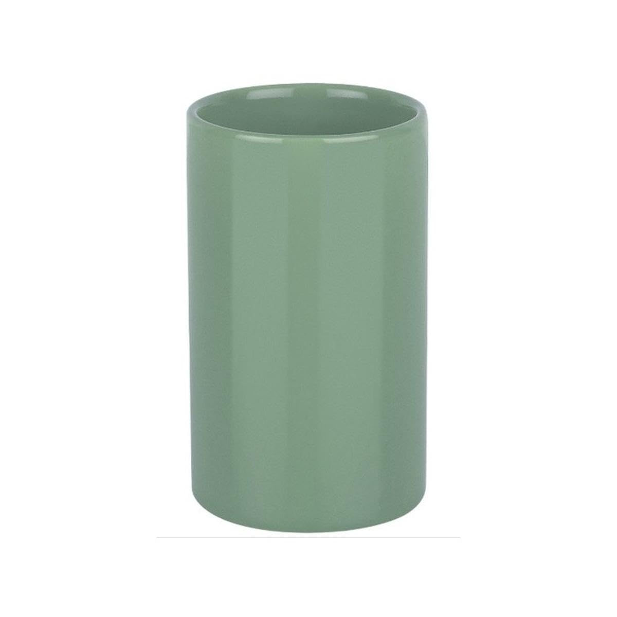 Spirella Tube Toothbrush Holder, Stoneware, Dark Green, Ø7 x 11.5 cm