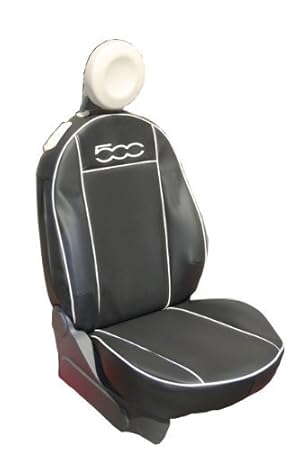 Sitzbezug Komplett Set schwarz Kunstleder New 500, 2  Front + 2  Rückseite Indipendent Rückenlehne abdeckt, Made in Italien