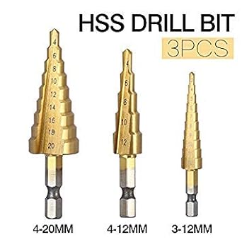 Generic 3pcs/set Titanium Step Core Drill Bits 3-12mm 4-12mm 4-20mm HSS Power Tools High Speed Steel Wood Metal Drilling