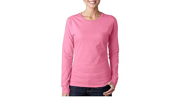 Long Sleeve Crew Neck T-shirt-Pink 