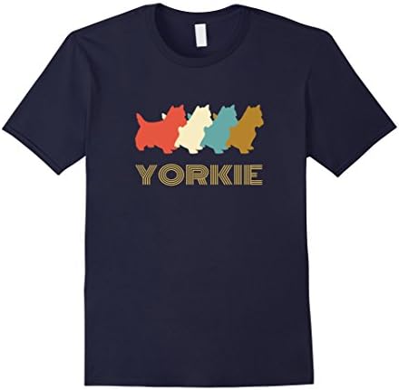 Mens Vintage Yorkshire Terrier T-shirt, I Love My Yorkie Large Navy