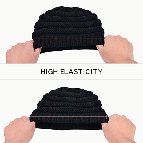image for Rosoz Ponytail Beanie for Women,Winter Warm Beanie Tail Soft Stretch C