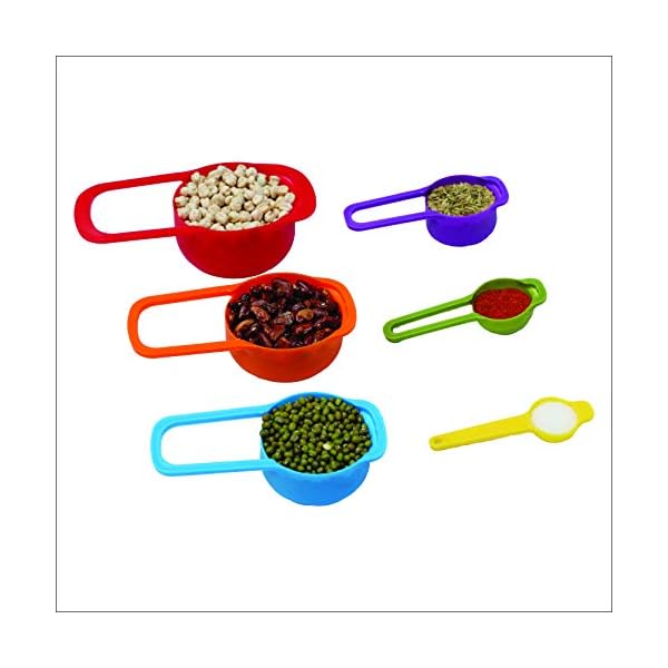 Measuring Cups 6 pcs Set, Measuring Spoons Kitchen Utensils, Gadgets Cup Measurements Set, Plastic Cups Multi Colour