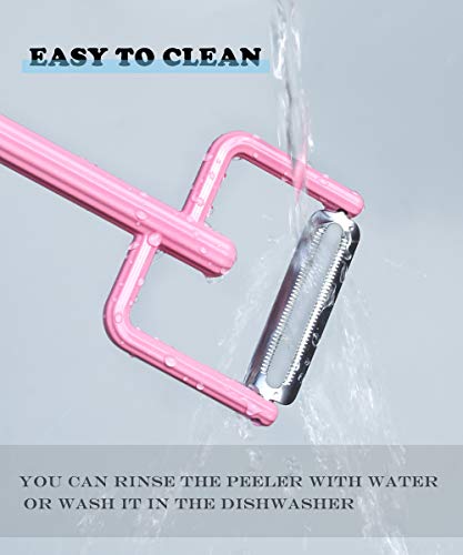 Potato Peelers for Kitchen, Unstoppable Ultra Sharp Stainless Steel Blade Zinc Alloy Vegetable Peeler for Veggie, Citrus, Fruit Skin, Carrot and Tomato(Pink)