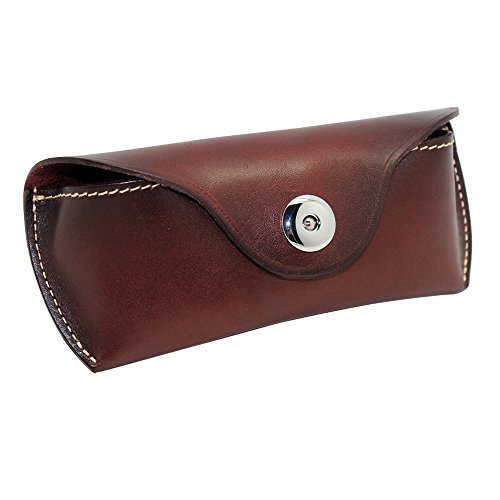 Boshiho Retro Cowhide Leather Reading Glasses Eyeglass Case Sunglasses Holder (Dark Brown)