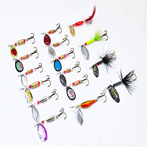 xiangen Sequin Spoon Fishing Bait Carp Flashing Hard Bait Single Hook Outdoor Fishing Hook Sequins Hard Bait Feather Road Lure High Carbon Steel Soft Bait Jumping Hook (2Pcs) 15.59.54.5Cm