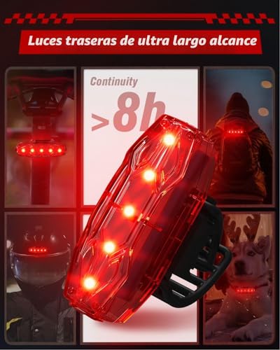 POSUGEAR Bicycle Light, USB Rechargeable Bicycle Lights Front and Rear, Ultralight Aluminium Rear Light Bike Light, Powerful LED, IPX5 Bike Light