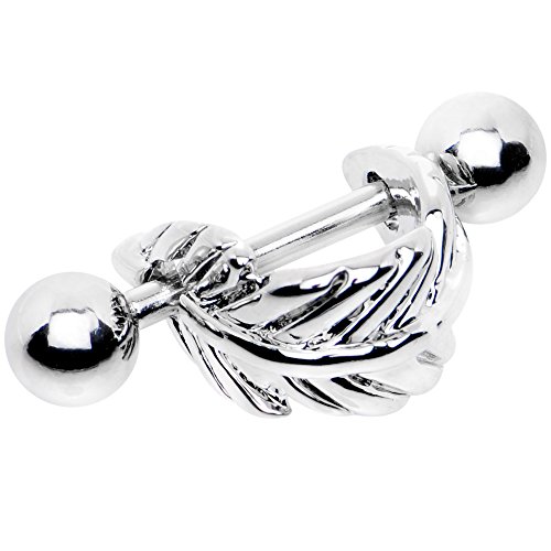 Body Candy Stainless Steel Floating Feather Pierced Ear Cuff 16 Gauge 3/8