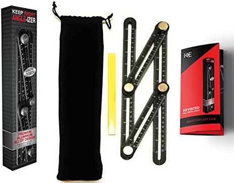 ANGLE-IZER TEMPLATE TOOL ANGLE FINDER TEMPLATING TOOL- UPGRADED ALUMINUM ALLOY Angleizer With Angle Finder Design, Quick User Guide, Construction Pencil, and Carrying Bag
