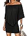 Haola Women's Sexy Cold Shoulder Off Ruffles Bodycon Mini Dress Off Shoulder Lace Ruched Mini Dresses S Black