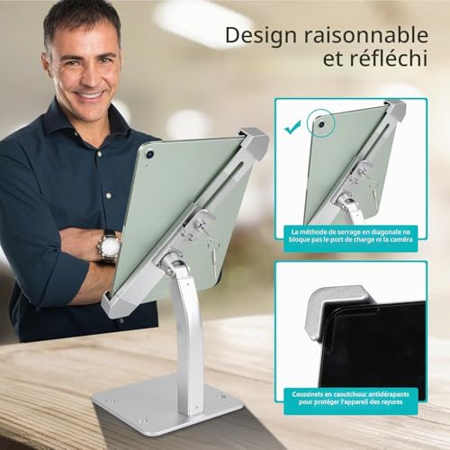 woleyi Anti-Theft Aluminum Tablet Holder for Commercial, Shops, Sales Surfaces, Exhibitions for iPad Pro Air Mini, Galaxy Tabs, Surface, More Tablets 7-11 Inches